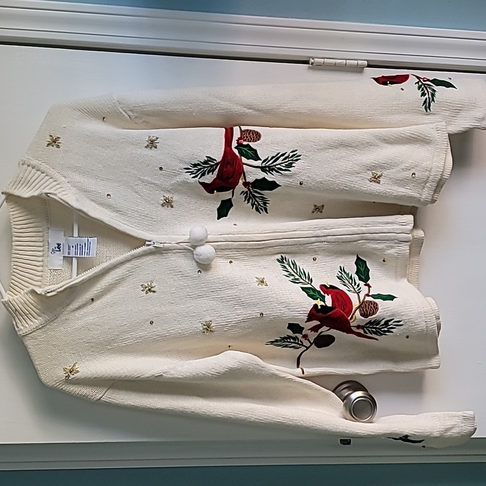 Ms. Lee Zip Up Fall Sweater with Cardinals